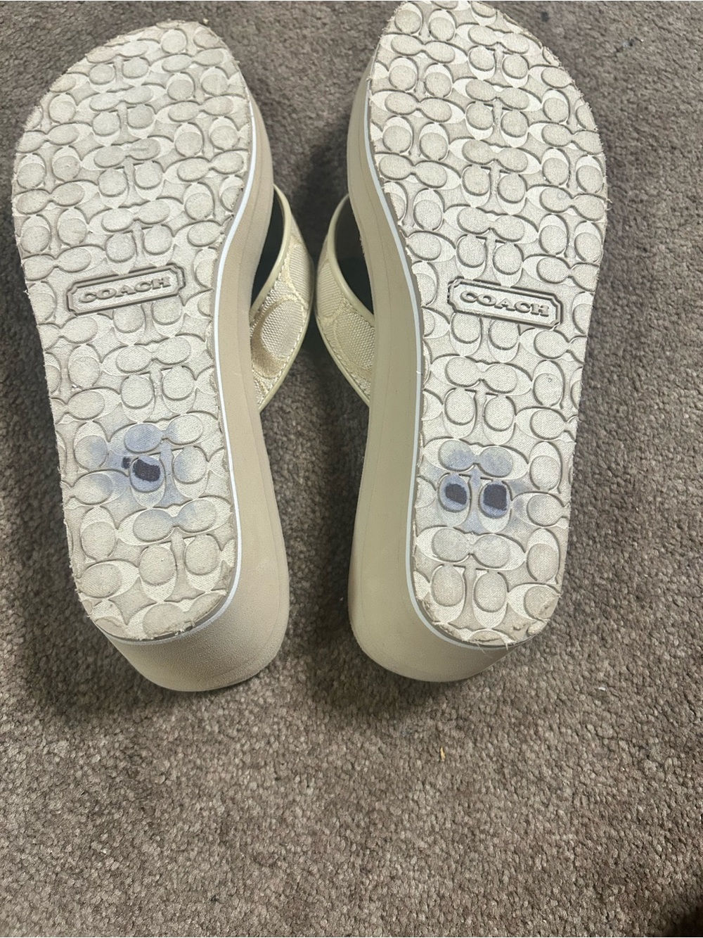 Coach Beige Signature Thong Sandals - Picture 8 of 9